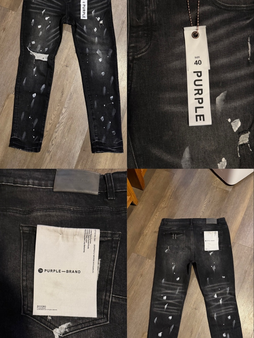Purple Brand Men’s Black Skinny Jeans with White Paint-Splatter
